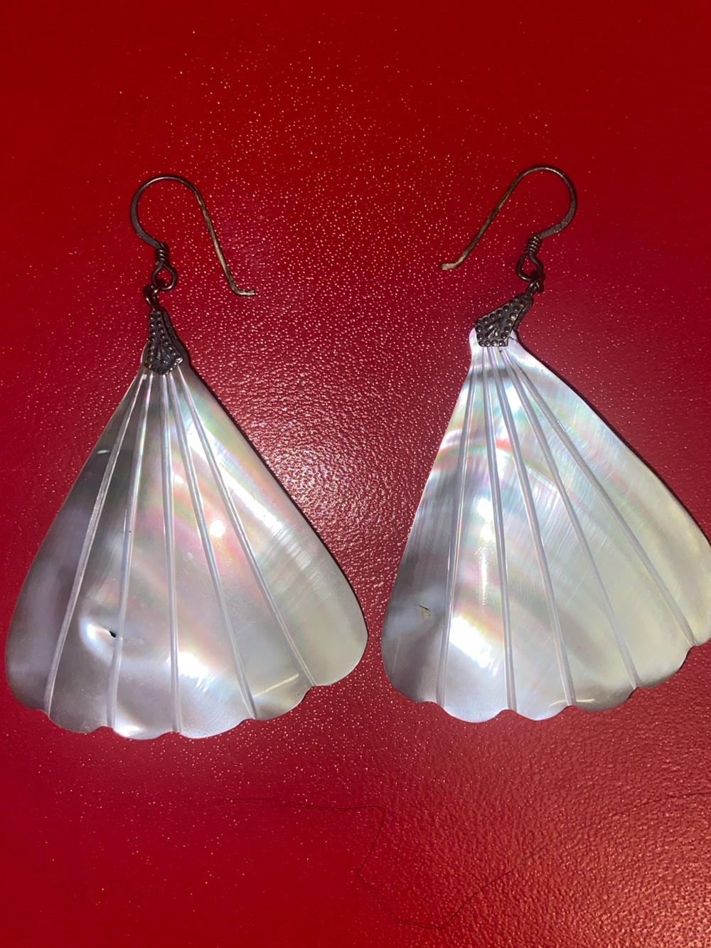 Iridescent Shell Fan Drop Earrings - Women Jewelry